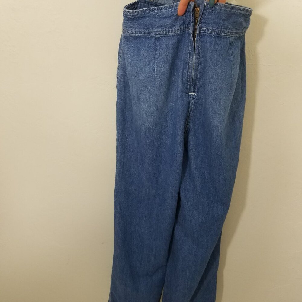 La Vie En Rose Ruffle Open Back Denim Jumpsuit Blue Size S - Picture 6 of 9